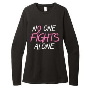 No One Fights Alone Breast Cancer Womens CVC Long Sleeve Shirt