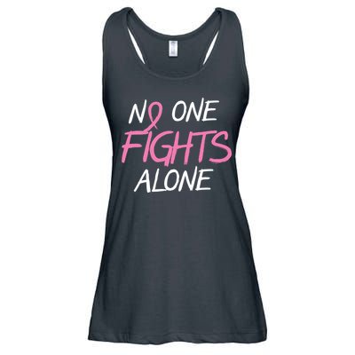 No One Fights Alone Breast Cancer Ladies Essential Flowy Tank