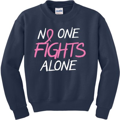 No One Fights Alone Breast Cancer Kids Sweatshirt