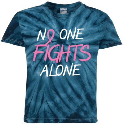 No One Fights Alone Breast Cancer Kids Tie-Dye T-Shirt