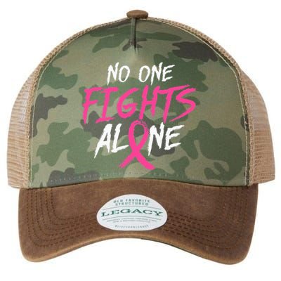 no one fight alone breast cancer awareness month pink ribbon Legacy Tie Dye Trucker Hat