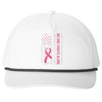 No One Fights Breast Cancer Alone American Flag P.Ink Ribbon Gift Snapback Five-Panel Rope Hat