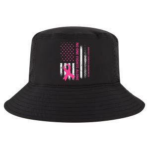 No One Fights Breast Cancer Alone USA Flag Pink Ribbon Cool Comfort Performance Bucket Hat