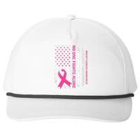 No One Fights Breast Cancer Alone USA Flag Pink Ribbon Snapback Five-Panel Rope Hat