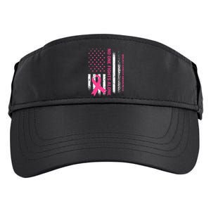 No One Fights Breast Cancer Alone USA Flag Pink Ribbon Adult Drive Performance Visor