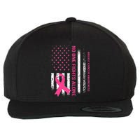 No One Fights Breast Cancer Alone USA Flag Pink Ribbon Wool Snapback Cap