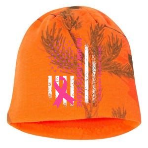 No One Fights Breast Cancer Alone USA Flag Pink Ribbon Kati - Camo Knit Beanie