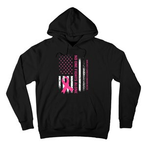 No One Fights Breast Cancer Alone USA Flag Pink Ribbon Hoodie