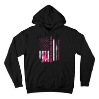 No One Fights Breast Cancer Alone USA Flag Pink Ribbon Hoodie