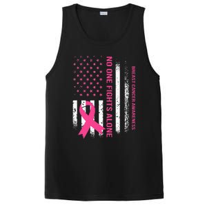 No One Fights Breast Cancer Alone USA Flag Pink Ribbon PosiCharge Competitor Tank