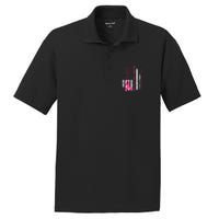 No One Fights Breast Cancer Alone USA Flag Pink Ribbon PosiCharge RacerMesh Polo