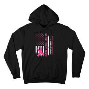 No One Fights Breast Cancer Alone USA Flag Pink Ribbon Tall Hoodie