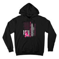 No One Fights Breast Cancer Alone USA Flag Pink Ribbon Tall Hoodie