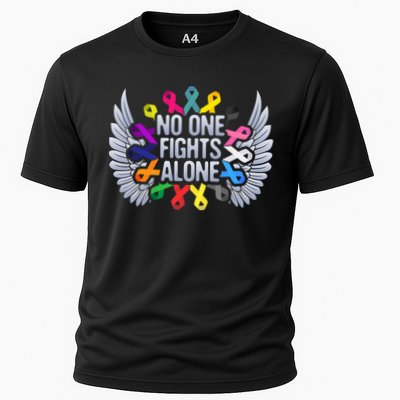 No One Fights Alone Multicolor Ribbon For Cancer Awareness Performance Shirt