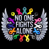 No One Fights Alone Multicolor Ribbon For Cancer Awareness Mug