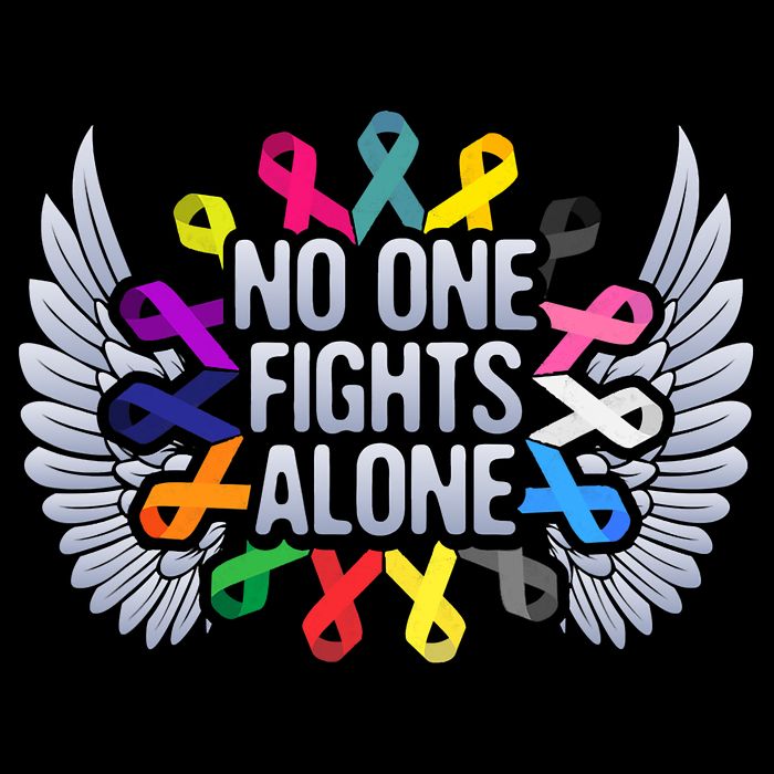 No One Fights Alone Multicolor Ribbon For Cancer Awareness Mug
