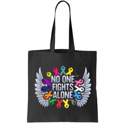 No One Fights Alone Multicolor Ribbon For Cancer Awareness Bag