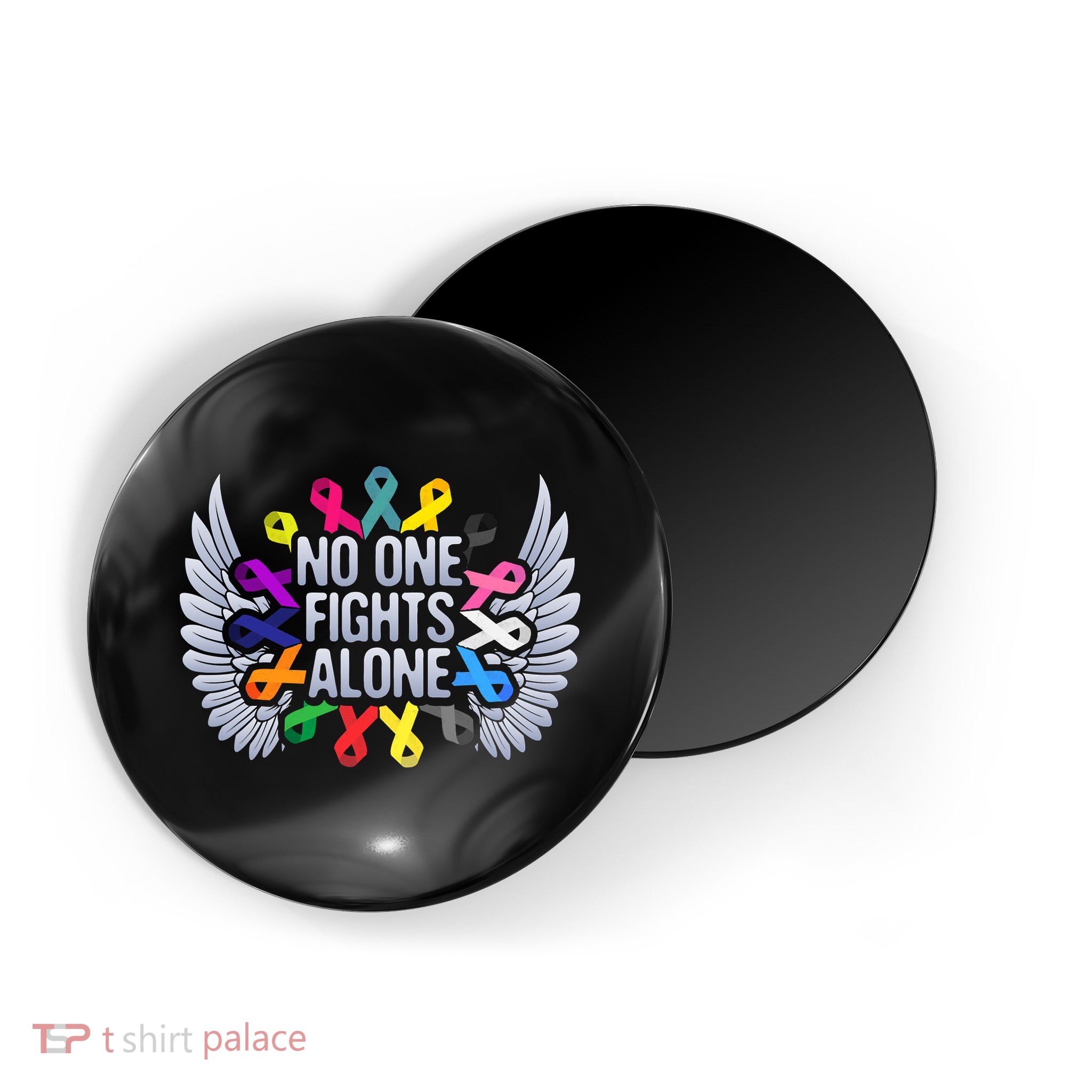 No One Fights Alone Multicolor Ribbon For Cancer Awareness Magnet