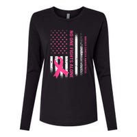 No One Fights Breast Cancer Alone USA Flag Pink Ribbon Womens Cotton Relaxed Long Sleeve T-Shirt