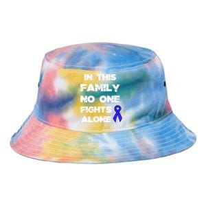 No One Fights Colon Cancer Alone Awareness Blue Ribbon Gift Tie Dye Newport Bucket Hat