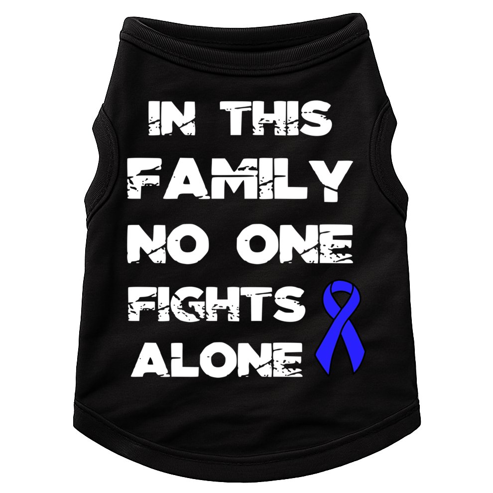 No One Fights Colon Cancer Alone Awareness Blue Ribbon Gift Doggie Tank
