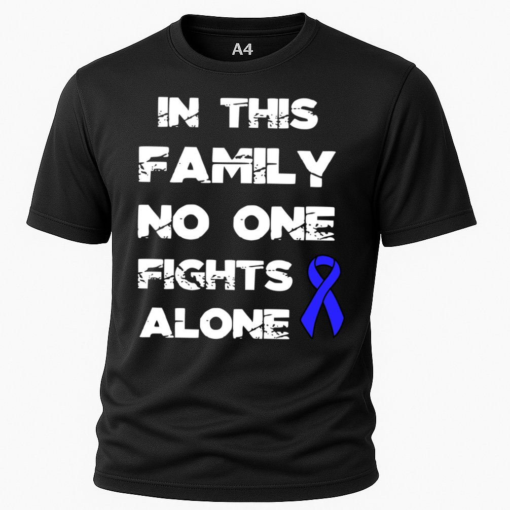 No One Fights Colon Cancer Alone Awareness Blue Ribbon Gift Cooling Performance Crew T-Shirt