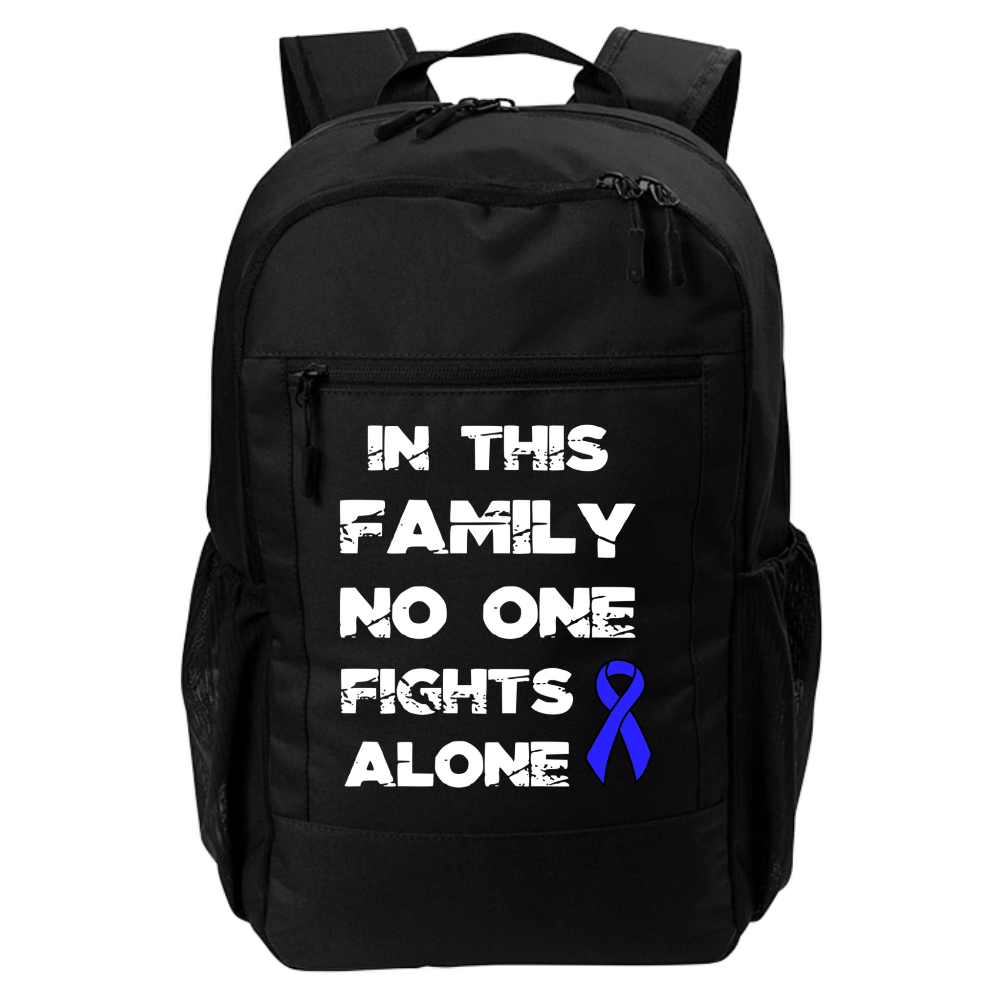 No One Fights Colon Cancer Alone Awareness Blue Ribbon Gift Backpack