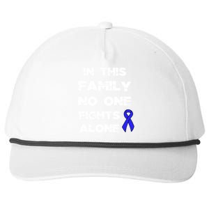 No One Fights Colon Cancer Alone Awareness Blue Ribbon Gift Snapback Five-Panel Rope Hat