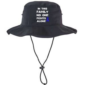 No One Fights Colon Cancer Alone Awareness Blue Ribbon Gift Legacy Cool Fit Booney Bucket Hat