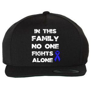 No One Fights Colon Cancer Alone Awareness Blue Ribbon Gift Wool Snapback Cap