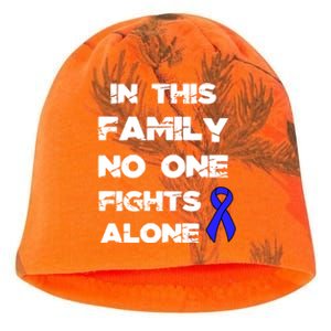 No One Fights Colon Cancer Alone Awareness Blue Ribbon Gift Kati - Camo Knit Beanie