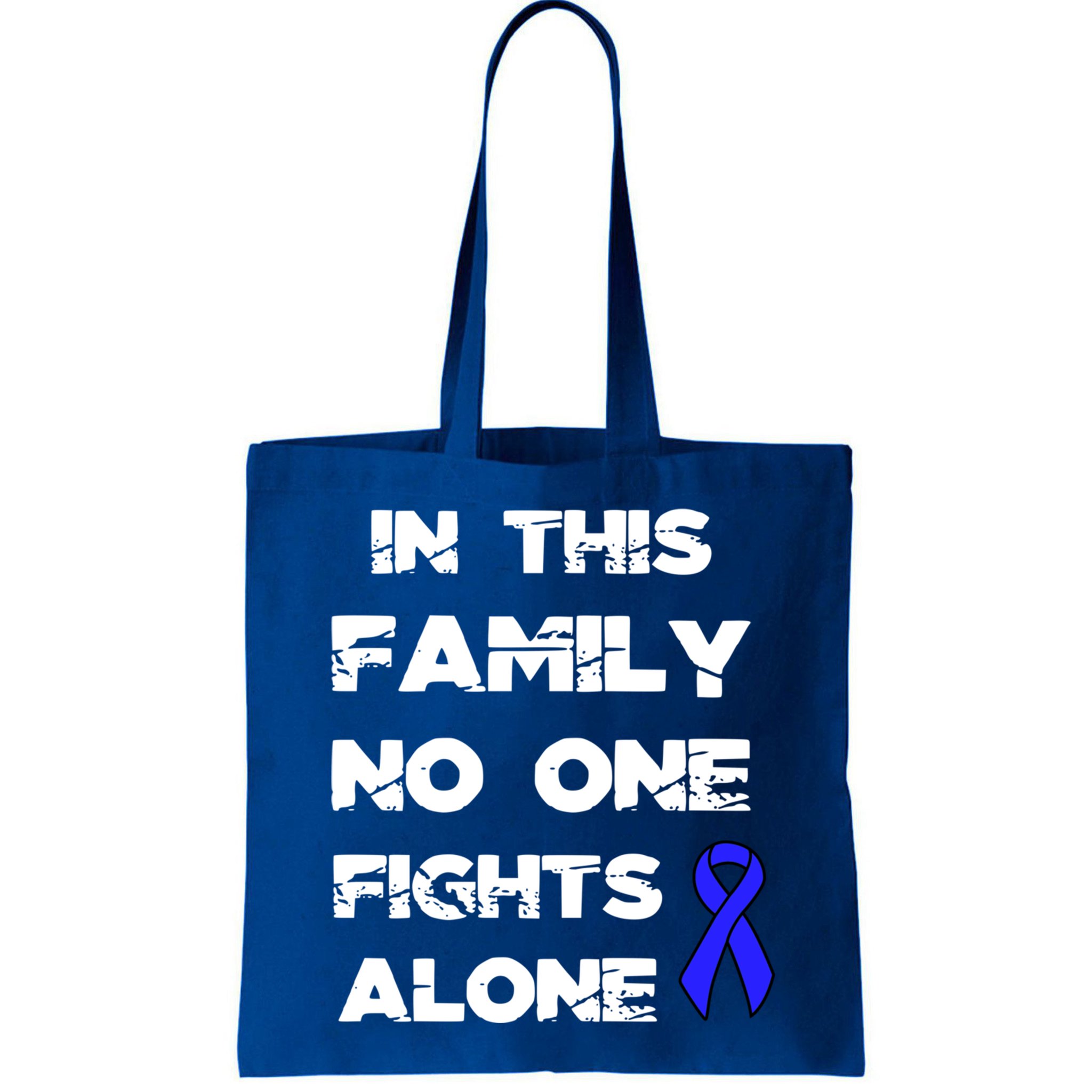 No One Fights Colon Cancer Alone Awareness Blue Ribbon Gift Bag