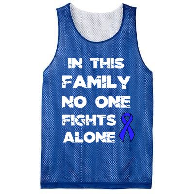 No One Fights Colon Cancer Alone Awareness Blue Ribbon Gift Mesh Reversible Basketball Jersey Tank