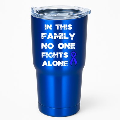 No One Fights Colon Cancer Alone Awareness Blue Ribbon Gift Tumbler