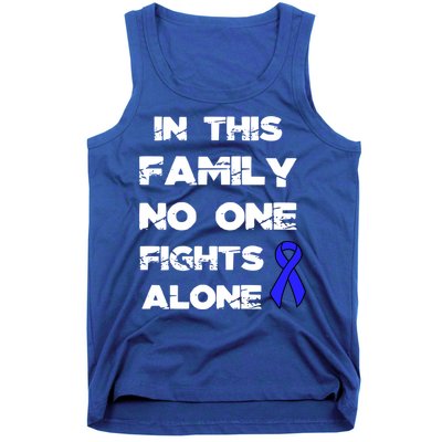 No One Fights Colon Cancer Alone Awareness Blue Ribbon Gift Tank Top
