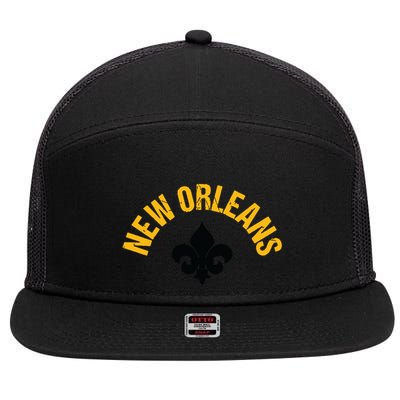 New Orleans Fleurdelis Fleurdelys Design New Orleans 7 Panel Mesh Trucker Snapback Hat