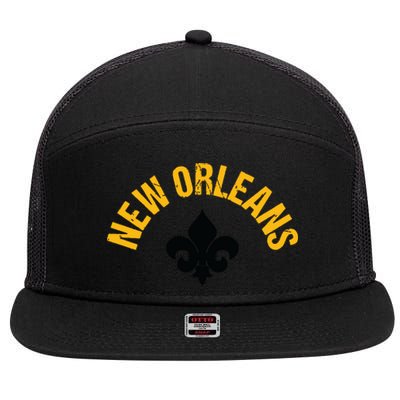 New Orleans Fleurdelis Fleurdelys Design New Orleans 7 Panel Mesh Trucker Snapback Hat