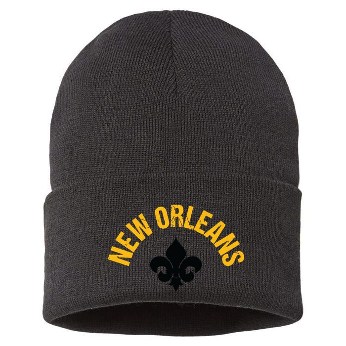 New Orleans Fleurdelis Fleurdelys Design New Orleans Sustainable Knit Beanie