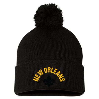 New Orleans Fleurdelis Fleurdelys Design New Orleans Pom Pom 12in Knit Beanie