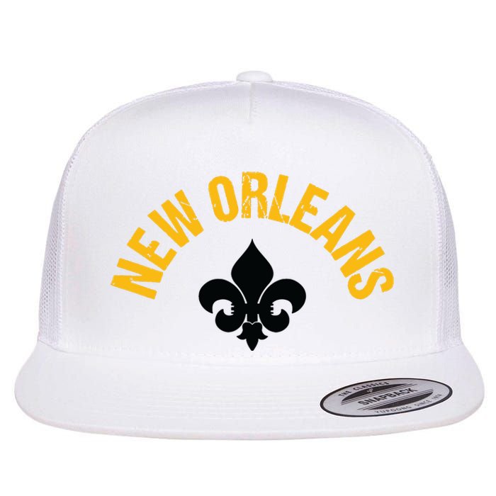 New Orleans Fleurdelis Fleurdelys Design New Orleans Flat Bill Trucker Hat