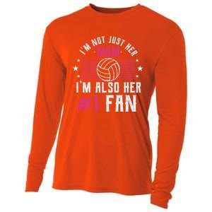 Number One Fan Volleyball Mom Gift Design Idea Design Gift Cooling Performance Long Sleeve Crew