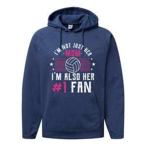 Number One Fan Volleyball Mom Gift Design Idea Design Gift Performance Fleece Hoodie