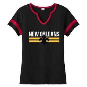 New Orleans Fleurdelis Fleurdelys Lily Icon New Orlean Ladies Halftime Notch Neck Tee