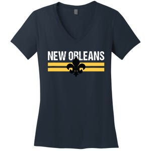 New Orleans Fleurdelis Fleurdelys Lily Icon New Orlean Women's V-Neck T-Shirt