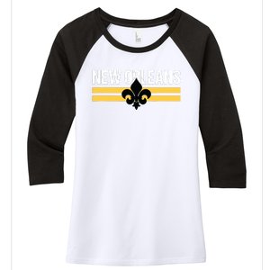 New Orleans Fleurdelis Fleurdelys Lily Icon New Orlean Women's Tri-Blend 3/4-Sleeve Raglan Shirt