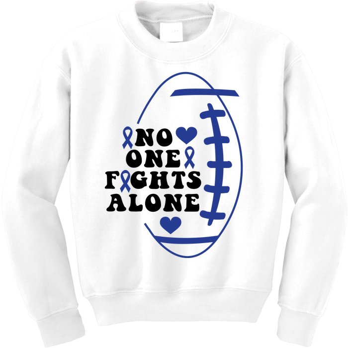 No One Fights Alone Colon Cancer Family Kids Sweatshirt