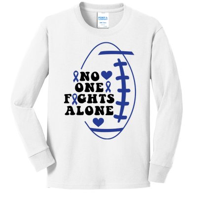 No One Fights Alone Colon Cancer Family Kids Long Sleeve Shirt