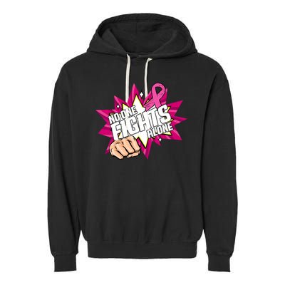No One Fights Alone Breast Cancer Awareness Garment-Dyed Fleece Hoodie