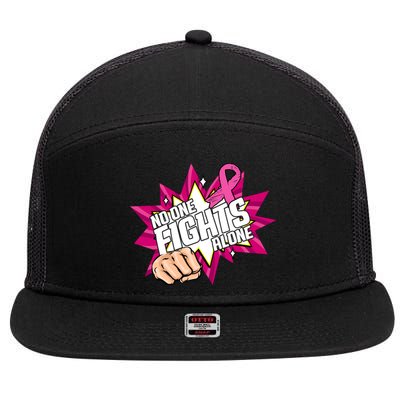 No One Fights Alone Breast Cancer Awareness 7 Panel Mesh Trucker Snapback Hat