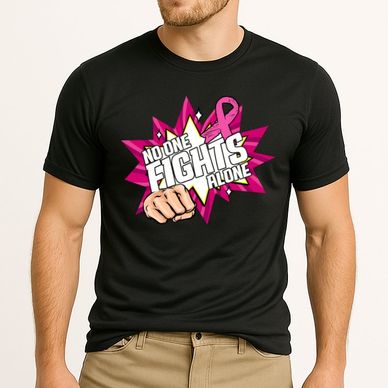 No One Fights Alone Breast Cancer Awareness Cooling Performance Crew T-Shirt